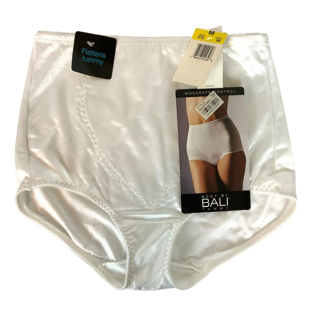 Bali Moderate Control Shaping Brief Panty White Size M Nylon Spandex Blend New